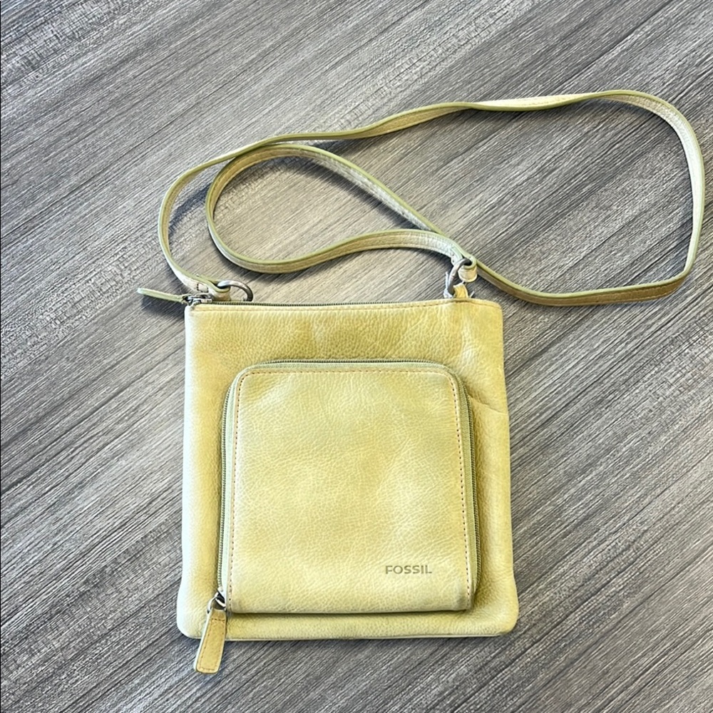 Fossil leather crossbody purse.